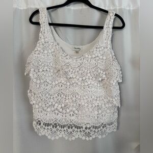 Olsenboye White Lace Sleeveless Blouse